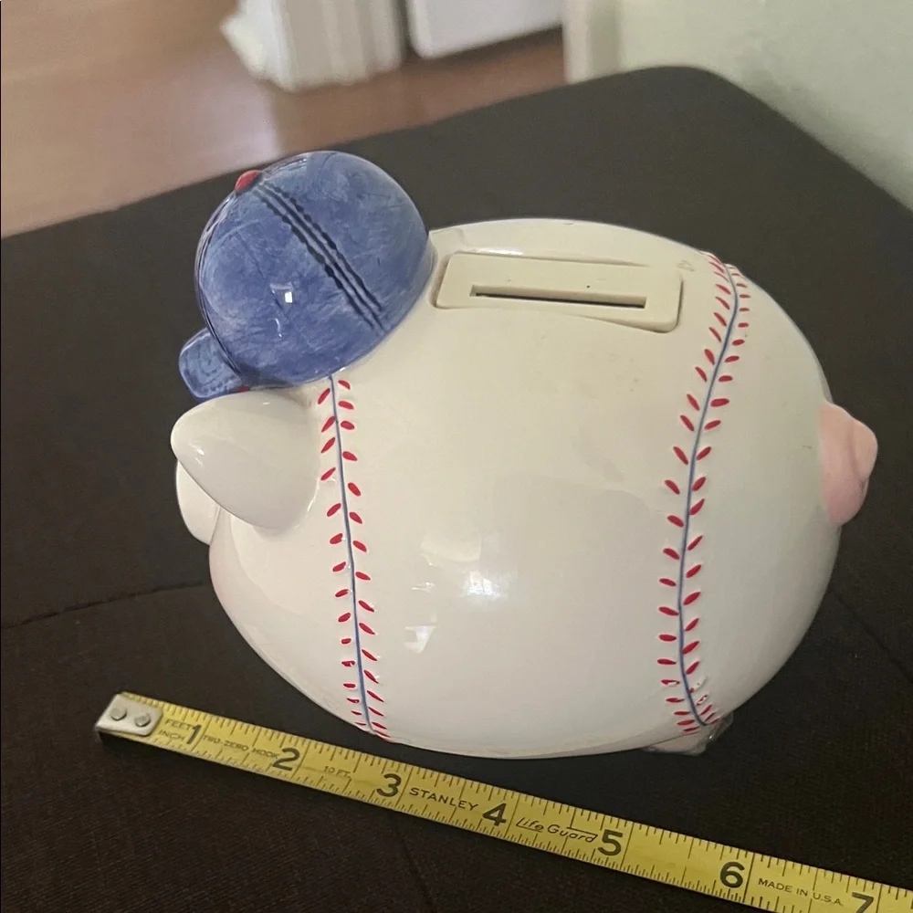 # 1006**Baseball Piggy Bank with Blue Cap - Picture 8 of 13